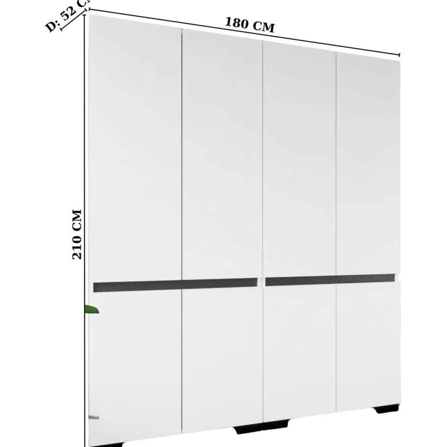 Vaatekaappi Linento Furniture Floransa 180, 180x210cm, valkoinen/antrasiitti