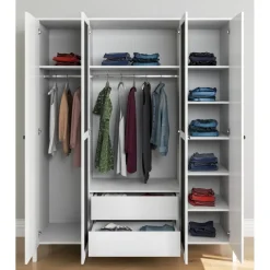 Vaatekaappi Linento Furniture FRN-20018, 180.8x215cm, valkoinen