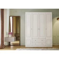 Vaatekaappi Linento Furniture Inci 1804, valkoinen