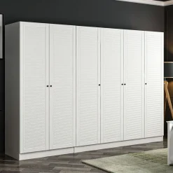 Vaatekaappi Linento Furniture Kale Mebran 8393 190x270cm valkoinen