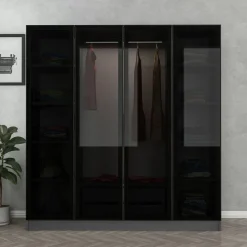 Vaatekaappi Linento Furniture Kale 6090 210x180cm antrasiitti/musta