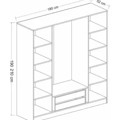 Vaatekaappi Linento Furniture Kale 6090 210x180cm antrasiitti/musta