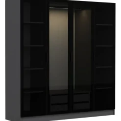 Vaatekaappi Linento Furniture Kale 6090 210x180cm antrasiitti/musta