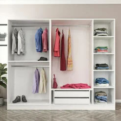 Vaatekaappi Linento Furniture Kale 8392 190x225cm valkoinen