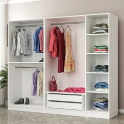 Vaatekaappi Linento Furniture Kale 8392 190x225cm valkoinen