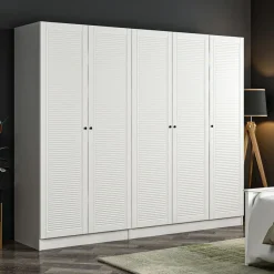 Vaatekaappi Linento Furniture Kale 8392 190x225cm valkoinen