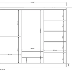 Vaatekaappi Linento Furniture Lavinia 1056 210cm valkoinen