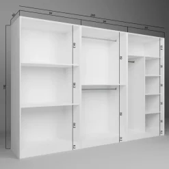 Vaatekaappi Linento Furniture Lucas 11, 280x190cm, valkoinen