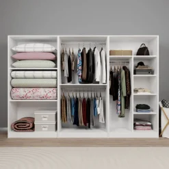Vaatekaappi Linento Furniture Lucas 11, 280x190cm, valkoinen