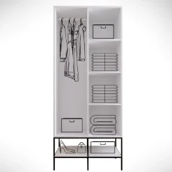 Vaatekaappi Linento Furniture Martin 2, 84cm, valkoinen