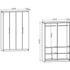 Vaatekaappi Linento Furniture Monza 120, 120x180cm, valkoinen