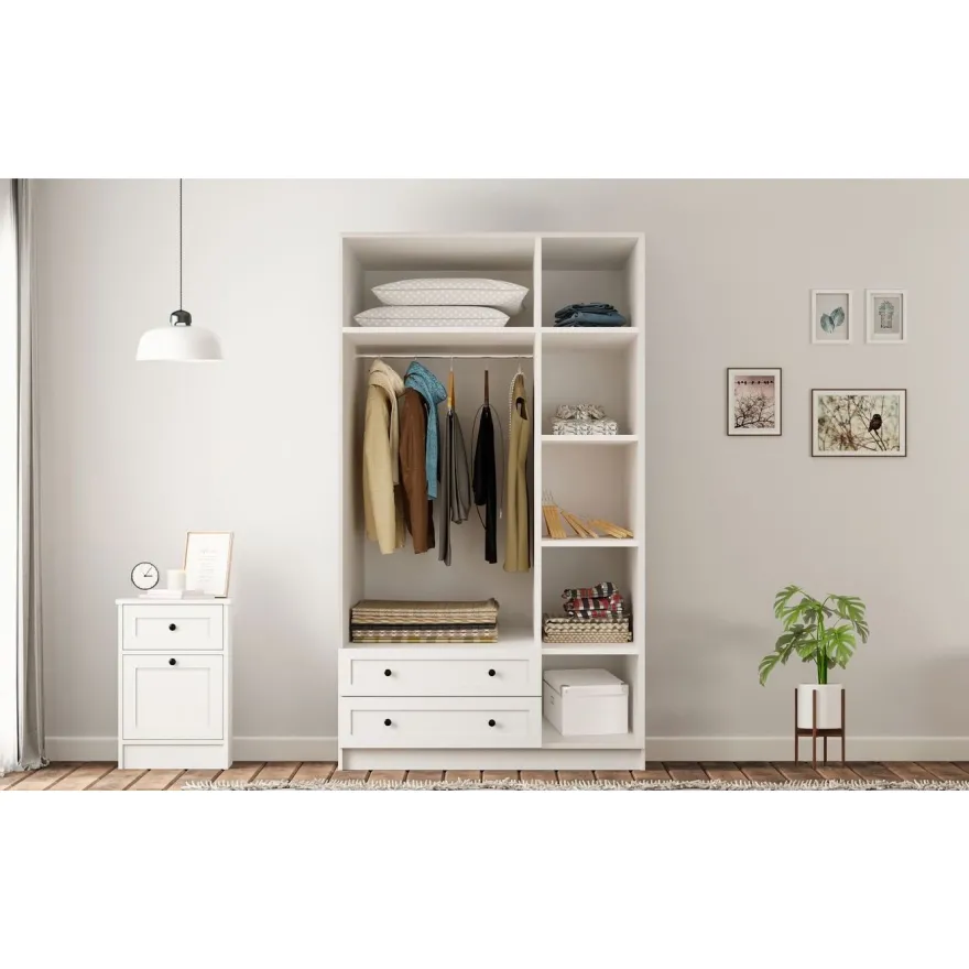 Vaatekaappi Linento Furniture Rb-168-01-003, 105x210cm, mattavalkoinen