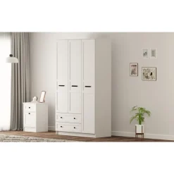 Vaatekaappi Linento Furniture Rb-168-01-003, 105x210cm, mattavalkoinen