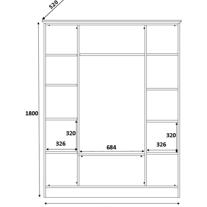 Vaatekaappi Linento Furniture Rb-078, 140x180cm, mattavalkoinen