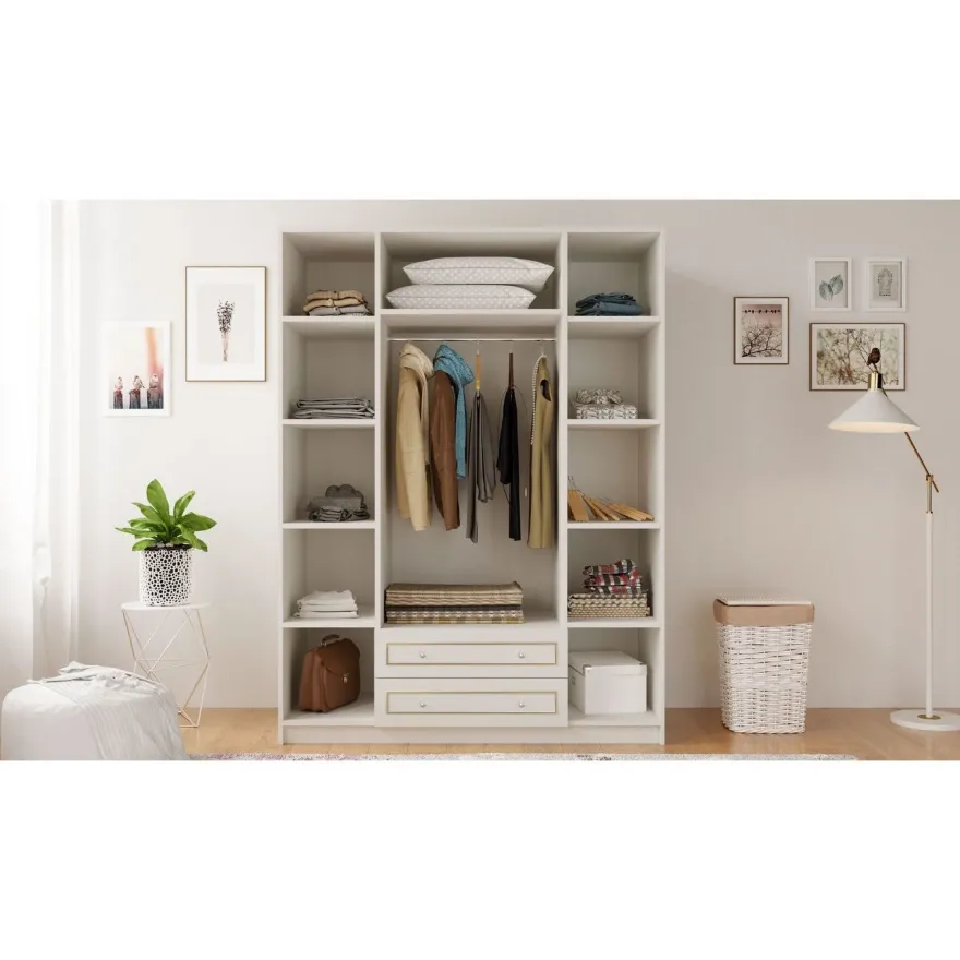 Vaatekaappi Linento Furniture Rb-078, 140x180cm, mattavalkoinen