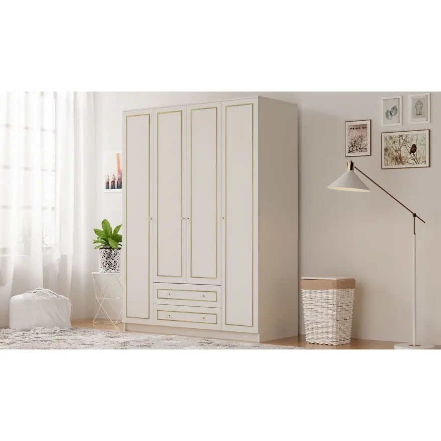 Vaatekaappi Linento Furniture Rb-078, 140x180cm, mattavalkoinen