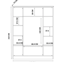 Vaatekaappi Linento Furniture Rb-079, 140x210cm, mattavalkoinen