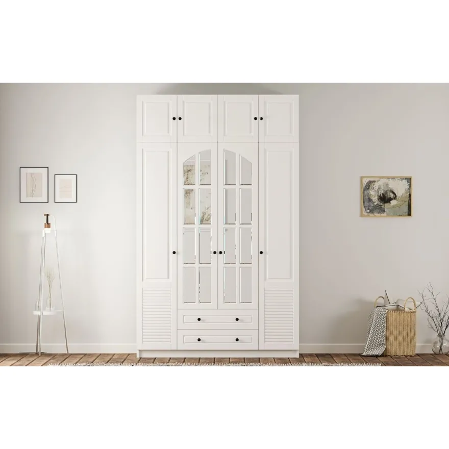 Vaatekaappi Linento Furniture Rb-185-18, 140x240cm, mattavalkoinen
