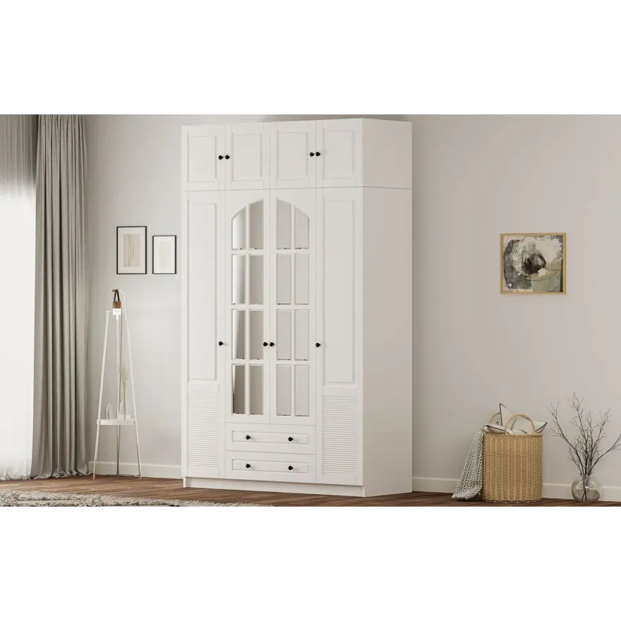 Vaatekaappi Linento Furniture Rb-185-18, 140x240cm, mattavalkoinen