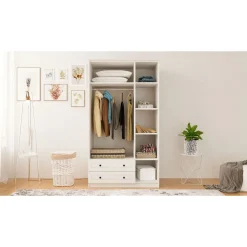 Vaatekaappi Linento Furniture Rb-062-01, 105x210cm, mattavalkoinen