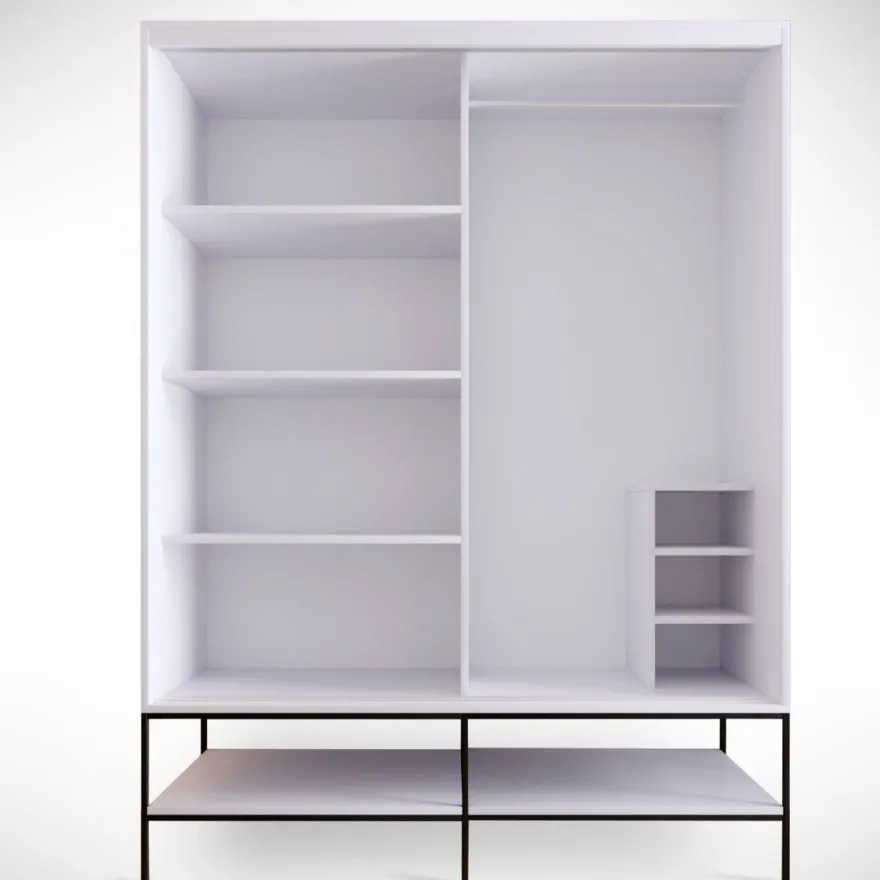 Vaatekaappi liukuovilla Linento Furniture Martin, 150cm, valkoinen marmori/kulta