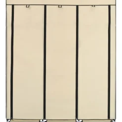 Vaatekaappi lokeroilla ja tangoilla, kangas 150cm, kerma