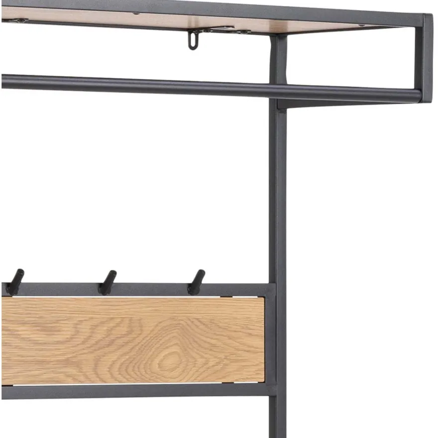 Vaateteline Home4You SEAFORD 77x40xK185 cm, villitammi, ruskea