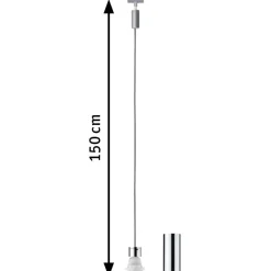 Valaisinjohtosarja kiskoon Paulmann URail 2Easy Basic, E27, 1500mm, mattakromi
