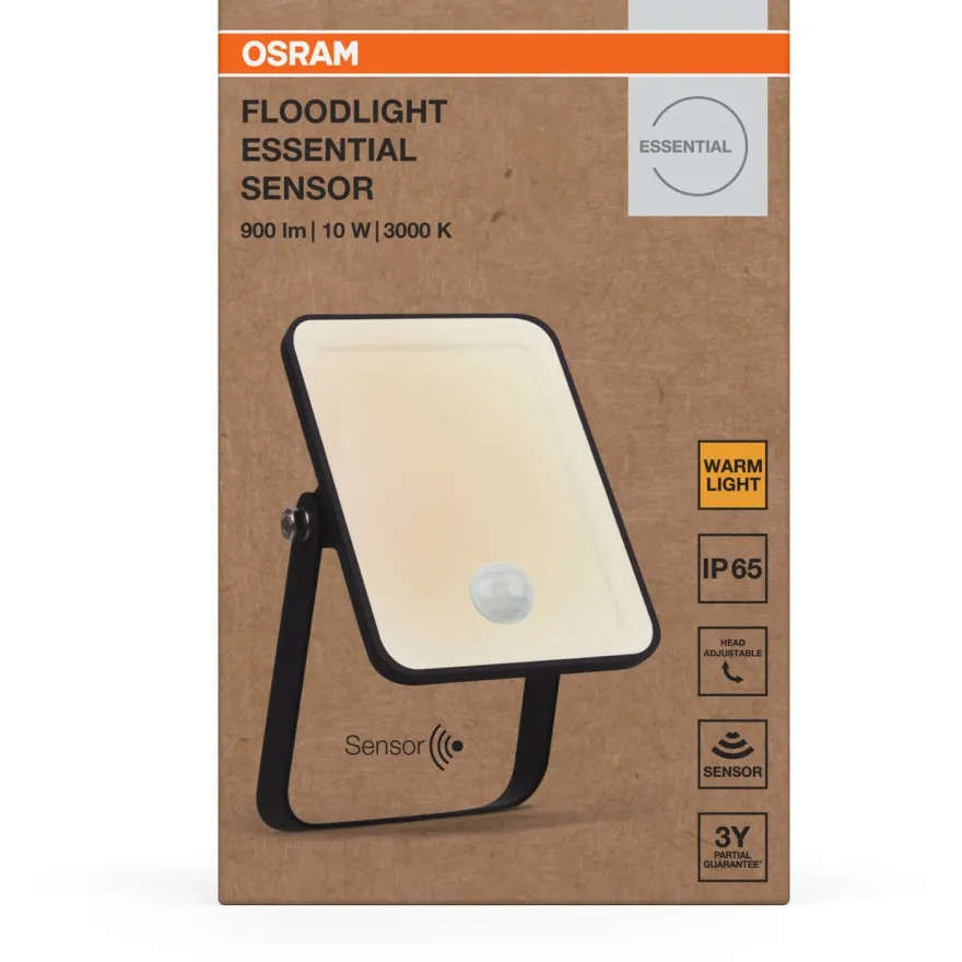 Valonheitin liiketunnistimella Osram Floodlight Essential musta, eri vaihtoehtoja