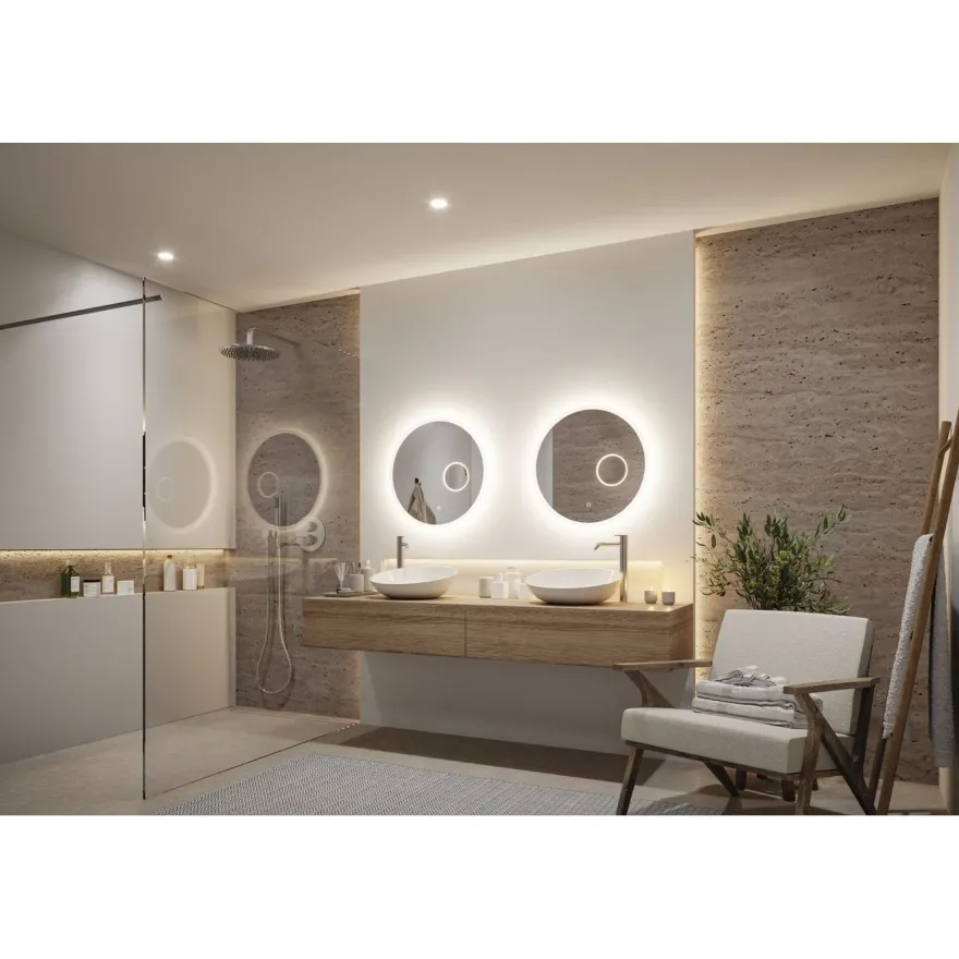 Valopeili Paulmann Mirra Ø60cm + meikkipeili LED IP44 4000K 1065lm/270lm 20W himmennettävä