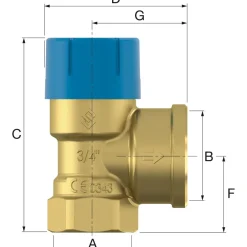 Varoventtiili Flamco Prescor B, käyttövedelle, 10bar, eri kokoja