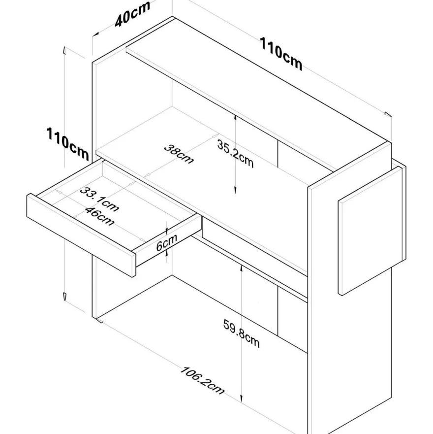 Vastaanottotiski LED-valaistuksella Linento Furniture MA102-2929, valkoinen