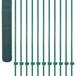 Verkkoaita tolpilla, teräs, 25x1.5m, silmäkoko 50mm, vihreä