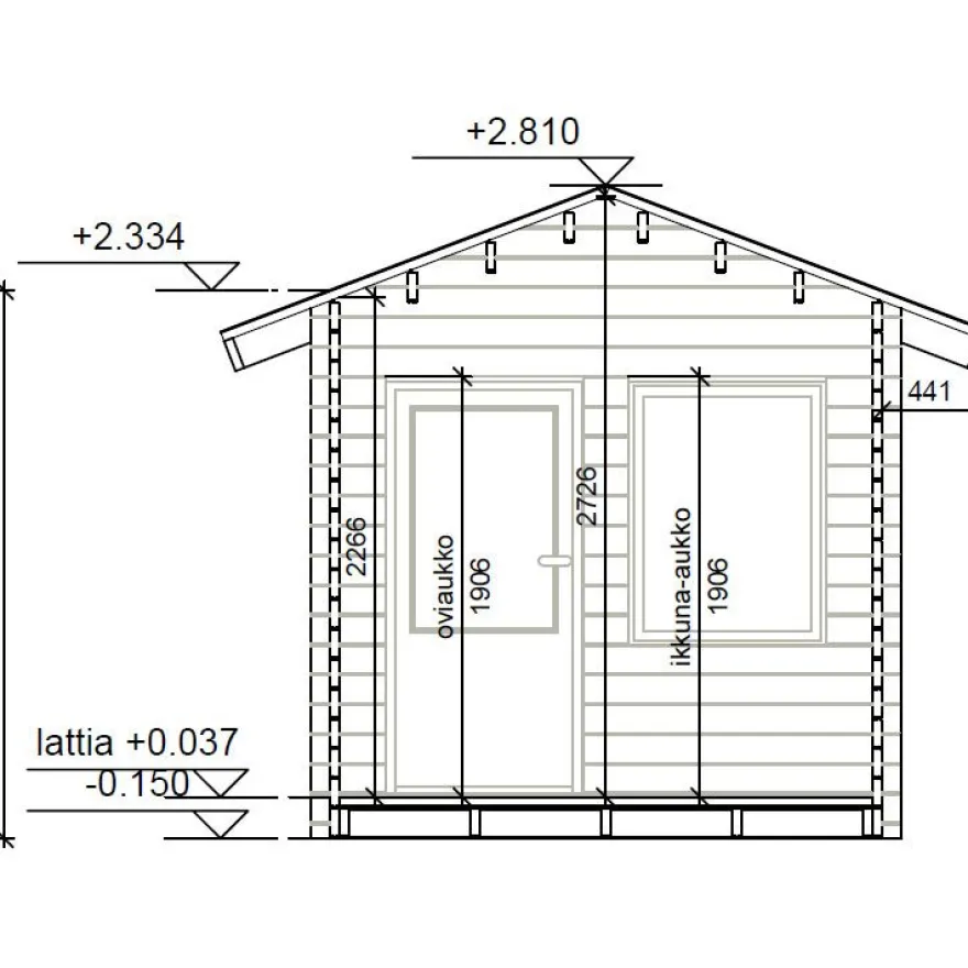 Vierasmaja LP Garden V-S, 7m², harjakatto
