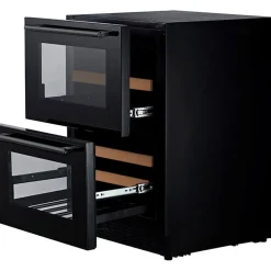 Viinikaappi mQuvée WineCave 60DD Fullglass WCDD60FGB, 59.5cm, 2 lämpötila-aluetta, integroitava, musta