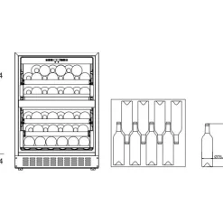 Viinikaappi mQuvée WineCave 60DD Fullglass WCDD60FGB, 59.5cm, 2 lämpötila-aluetta, integroitava, musta