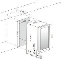 Viinikaappi mQuvée WineCave 800 40D Fullglass WCD40FGB-800, 39.5cm, 2 lämpötila-aluetta, integroitava, musta