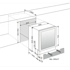 Viinikaappi mQuvée WineCave 60D WCD60M-700, 59.5cm, 2 lämpötila-aluetta, integroitava, musta,teräs