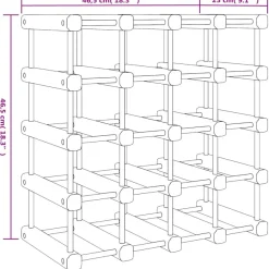 Viinipulloteline 20 pullolle 46,5x23x46,5 cm täysi mänty (53751)