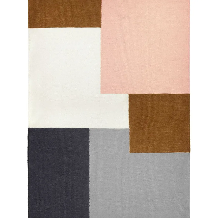 Villamatto Finarte Kortteli, 140x200cm, harmaa/vaaleanpunainen