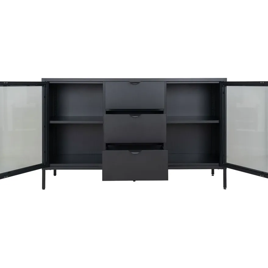 Vitriini House Nordic Dalby, 3 laatikolla, 140x40x85cm, musta