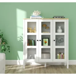 Vitriinikaappi Linento Furniture FRN-20073, 112x123cm, valkoinen