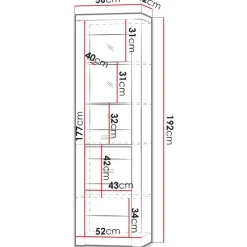 Vitriini Nomla INDIANAPOLIS 4 L, 56x192cm, eri värejä