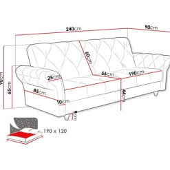 Vuodesohva BONA, 3-istuttava, eri värivaihtoehtoja