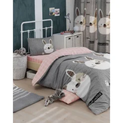 Vuodevaatesetti Linento Bunny, harmaa