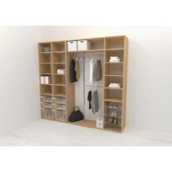 Walk-in closet 260 cm Mirror Line, 2100/2400x2600x510 mm, tammi