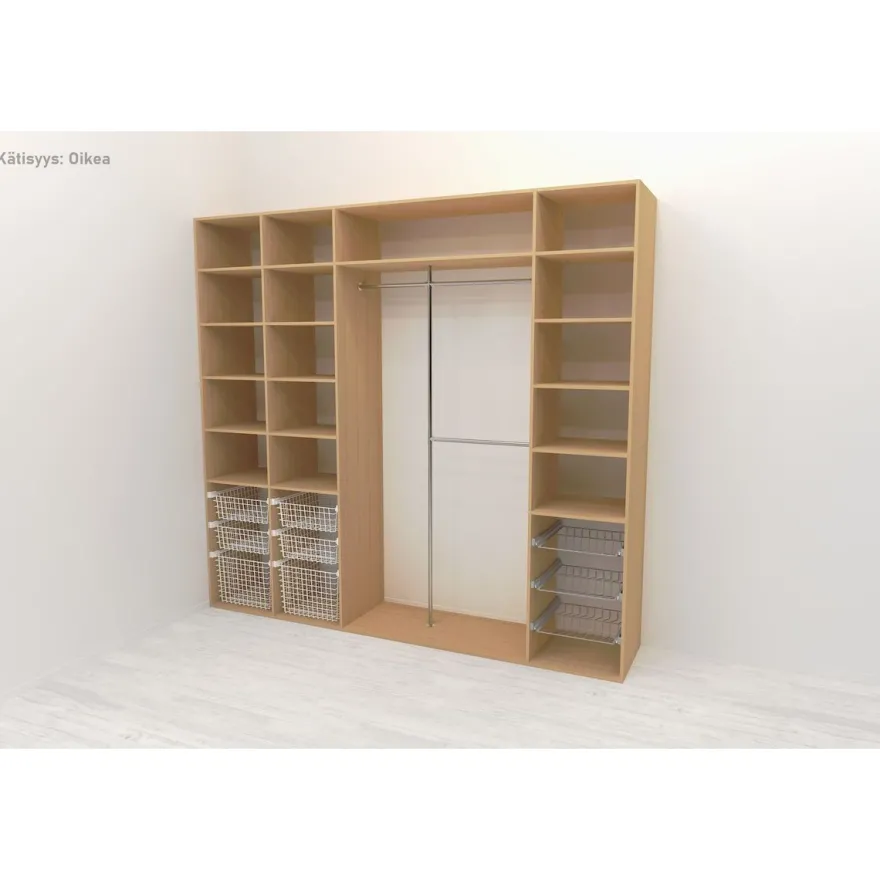 Walk-in closet 260 cm Mirror Line, 2100/2400x2600x510 mm, tammi
