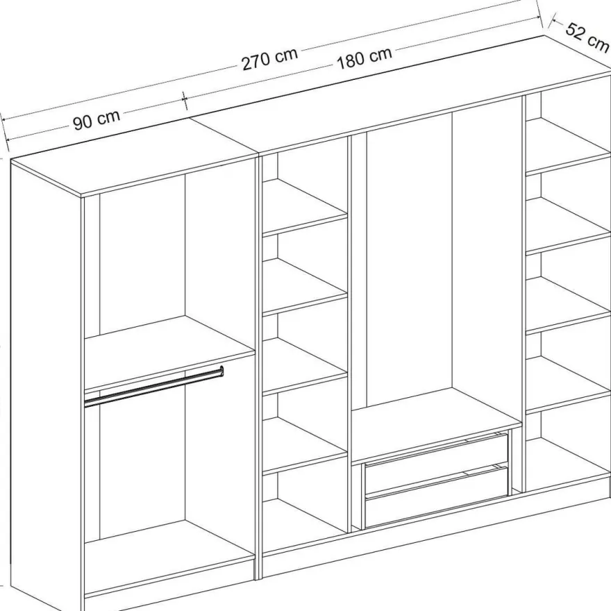 Walk-in closet Linento Furniture Kale 7670 210x270cm ruskea