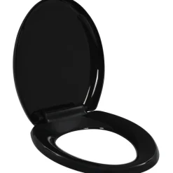 WC-istuimen kansi soft-close musta, kapeneva, pikakiinnityksellä, asennusreikiin Ø15 mm
