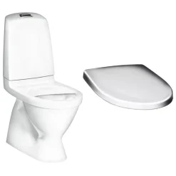 WC-istuin Gustavsberg Nautic 1500, Hygienic Flush kaksoishuuhtelu piilo S-lukko, + istuinkansi Nautic 9M26, valkoinen